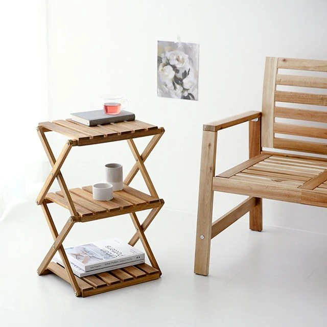 DUGLAS Shelf 3 Tier Acacia 3D Model .c4d .max .obj .3ds .fbx .stl .blend