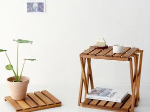 DUGLAS Shelf 3 Tier Acacia Modelo 3D
