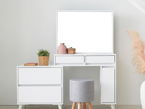 Rachel extended dressing table with mirror Modello 3D