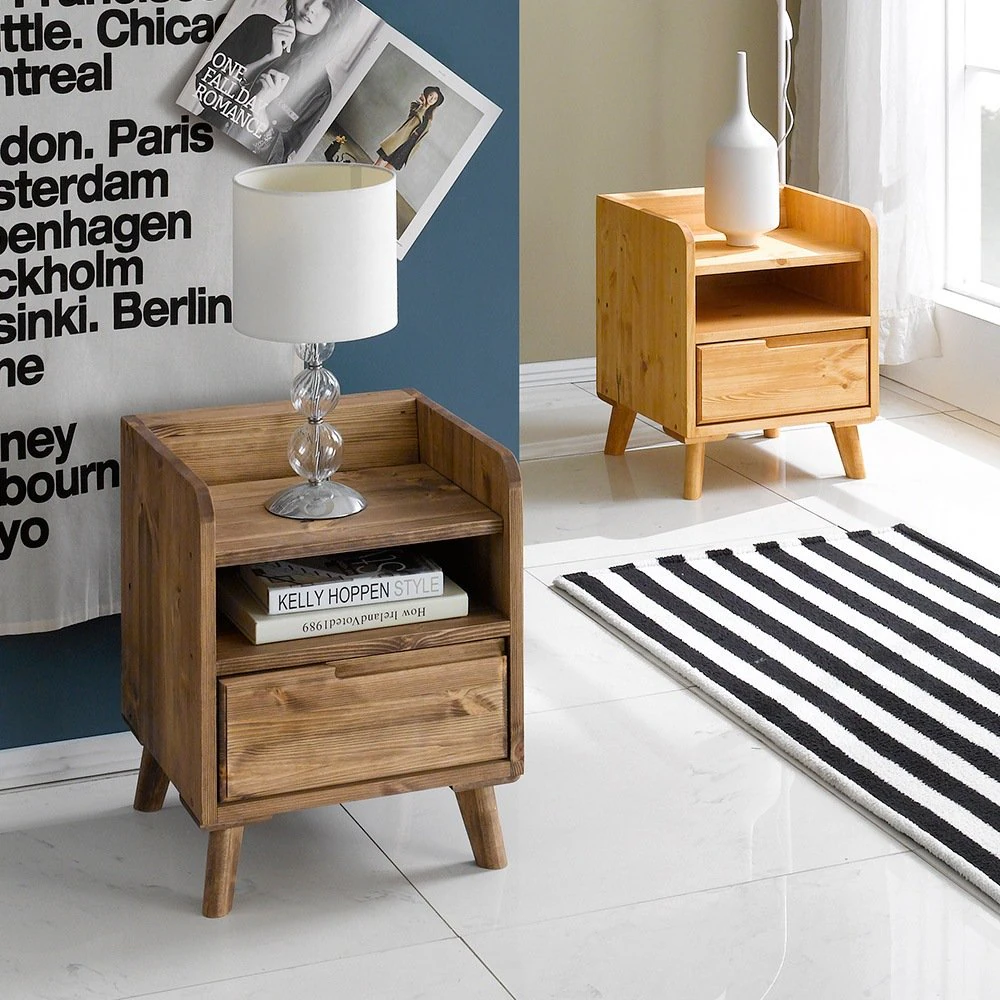 Buffley Solid Wood Smart Bed Side Table 3D Model .c4d .max .obj .3ds .fbx .stl .blend 