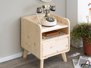 Buffley Solid Wood Smart Bed Side Table 3Dモデル