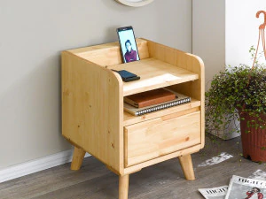 Buffley Solid Wood Smart Bed Side Table 3D Model