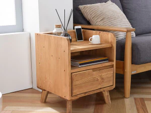 Buffley Solid Wood Smart Bed Side Table 3D Model