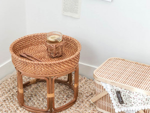 Vietnam rattan wood round side tea table 3D Model
