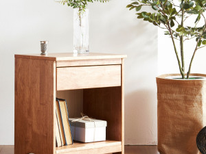 Bell rubber simple solid wood mini bedside 3D Model
