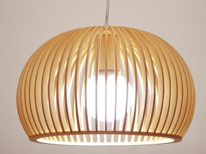 Rattan LED Wood Pendant Light Modello 3D
