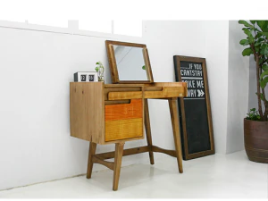 Skandinavischer Spiegel-Schminktisch aus Holz 3D Modell