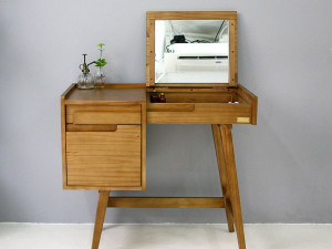 Scandinavian wood storage mirror dressing table Modelo 3D