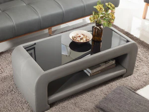 पु चमड़ा टेम्पर्ड ग्लास सोफा टेबल 3D मॉडल