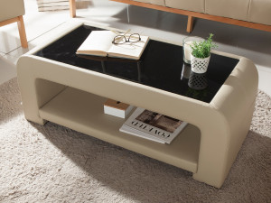 PU Leather Tempered Glass Sofa Table 3D Модель