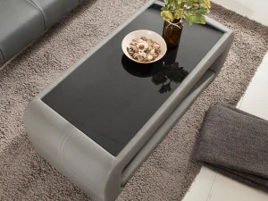 PU Leather Tempered Glass Sofa Table 3D Model