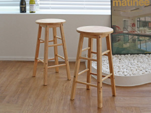 Solid wood round bar stool 3D Модель