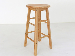 Solid wood round bar stool 3D Модель