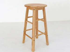Solid wood round bar stool 3D Model