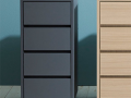Iron movable 4-tier chest of drawers