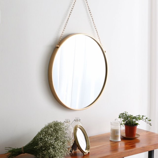 Gold Iron Round Chain Dressing Table Wall Mirror 3D Model .c4d .max .obj .3ds .fbx .stl .blend 