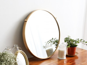 Gold Iron Round Chain Dressing Table Wall Mirror 3D Model