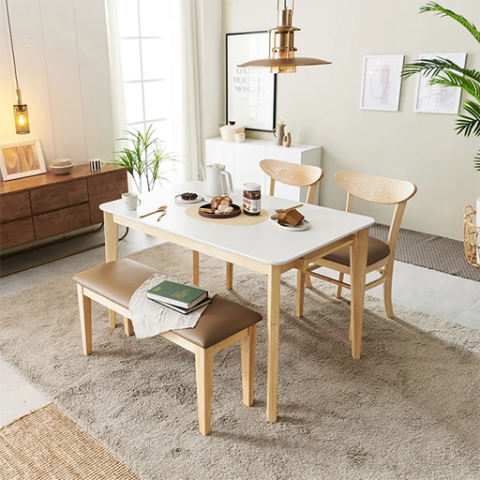 Marang rubber wood solid white dining table 3D Model .c4d .max .obj .3ds .fbx .stl .blend