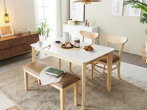 Table &agrave; manger blanche massive en bois d'h&eacute;v&eacute;a Marang Modèle 3D