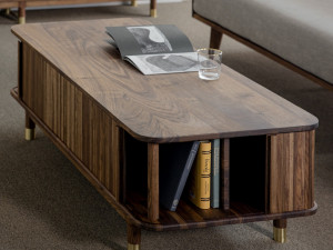 Walnut A type wooden sofa table 3D Model