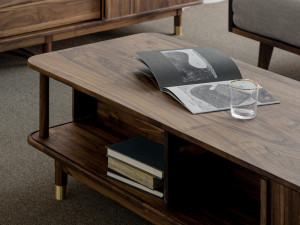 Walnut A type wooden sofa table 3D Model