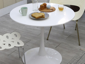 Florence White Round Table Dining Table 800 3D मॉडल