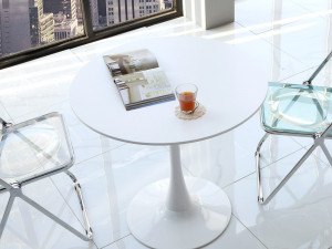 Florence White Round Table Dining Table 800 3D Модель
