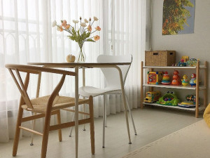 Wood rattan wire chair interior chair Modello 3D