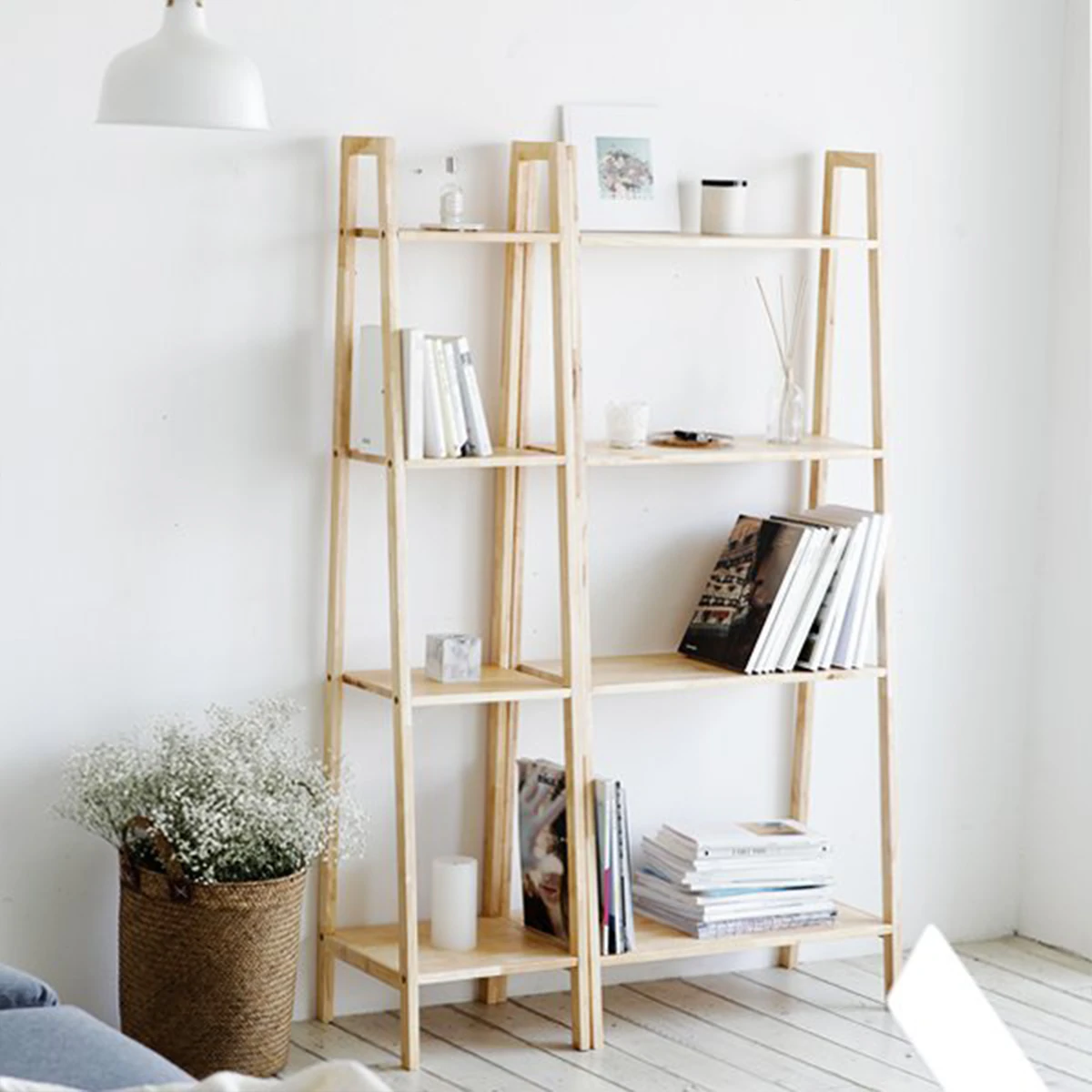 Solid wood 4-step ladder shelf 3D Model .c4d .max .obj .3ds .fbx .stl .blend