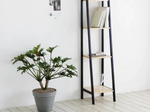 Solid wood 4-step ladder shelf 3D Model