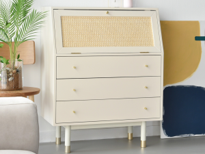 Bund Woody White Rattan 3 Drawer Dresser 3D Model