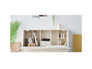 Bund Woody White Rattan 3 Drawer Dresser 3D Model