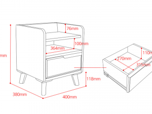 Buffley Solid Wood Smart Bed Side Table 3D Model