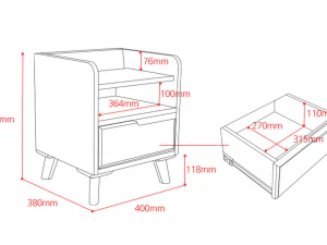 Buffley Solid Wood Smart Bed Side Table 3D Model