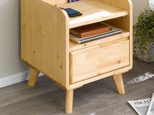 Buffley Solid Wood Smart Bed Side Table 3D Model