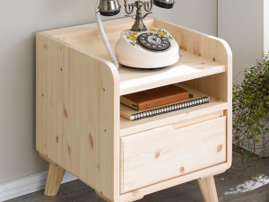 Buffley Solid Wood Smart Bed Side Table 3D Model