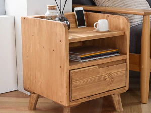 Buffley Solid Wood Smart Bed Side Table 3D Model