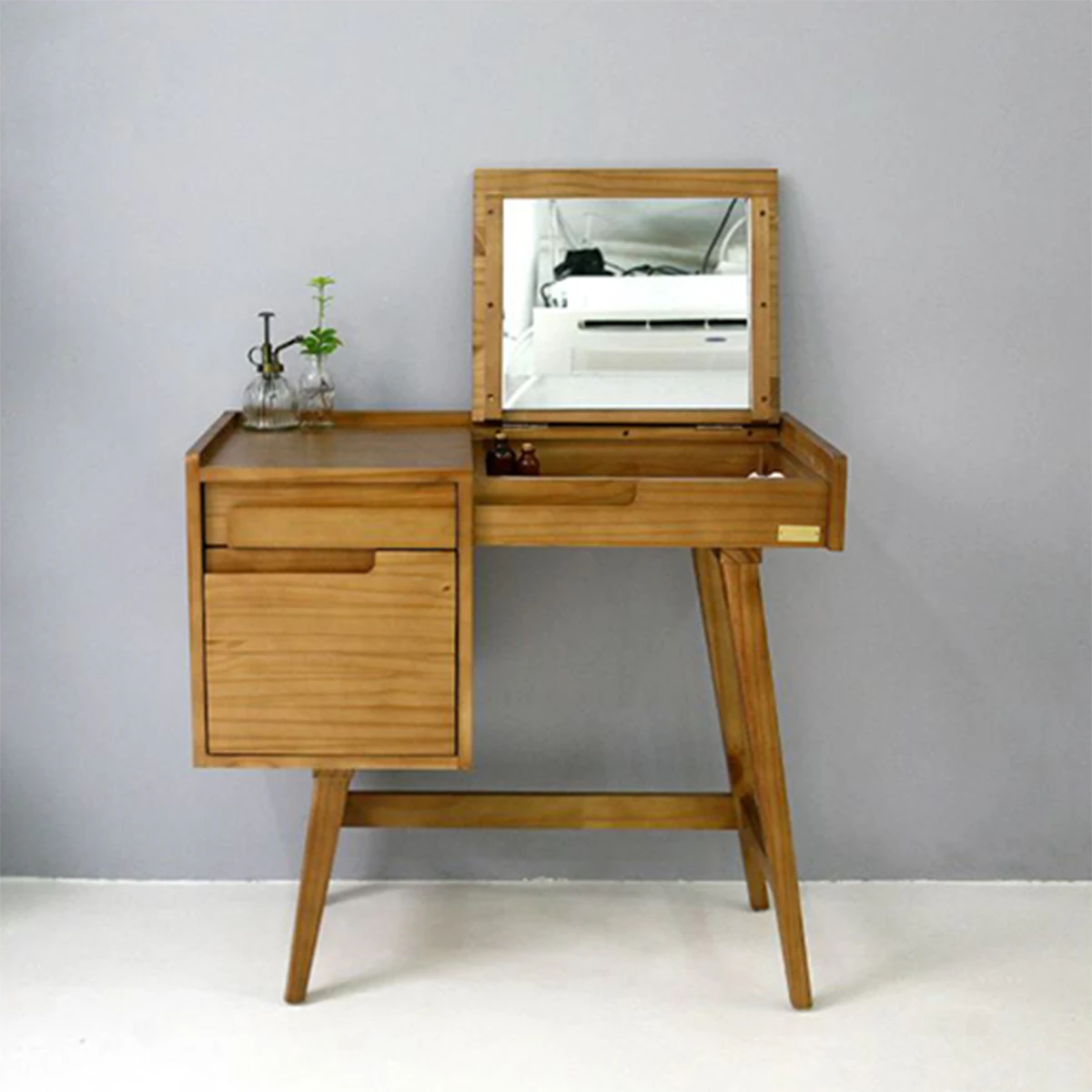 Scandinavian wood storage mirror dressing table 3D Model .c4d .max .obj .3ds .fbx .stl .blend 