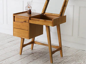 Scandinavian wood storage mirror dressing table 3D Model