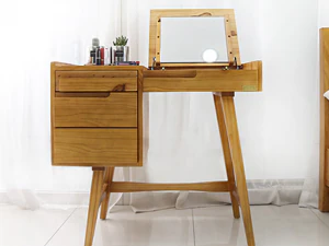 Scandinavian wood storage mirror dressing table 3D Model