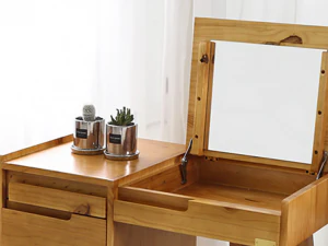Scandinavian wood storage mirror dressing table 3D Model