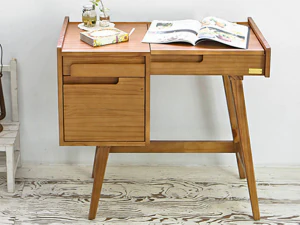 Scandinavian wood storage mirror dressing table 3D Model