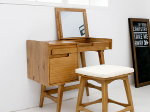 Scandinavian wood storage mirror dressing table Modelo 3D