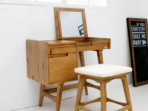 Scandinavian wood storage mirror dressing table 3D Model