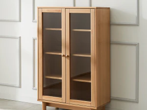 Beaches solid wood glass cabinet 3D Model