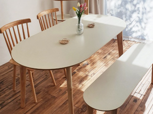 HPL laminate oval solid wood dining table 3D Модель