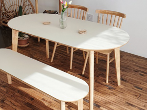 HPL laminate oval solid wood dining table 3D Модель
