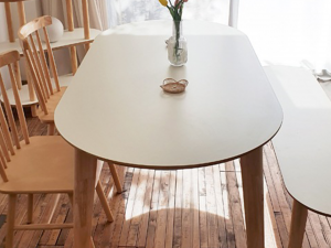 HPL laminate oval solid wood dining table 3D Модель