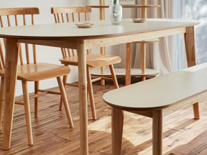 HPL laminate oval solid wood dining table 3D Модель