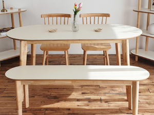HPL laminate oval solid wood dining table 3D Модель